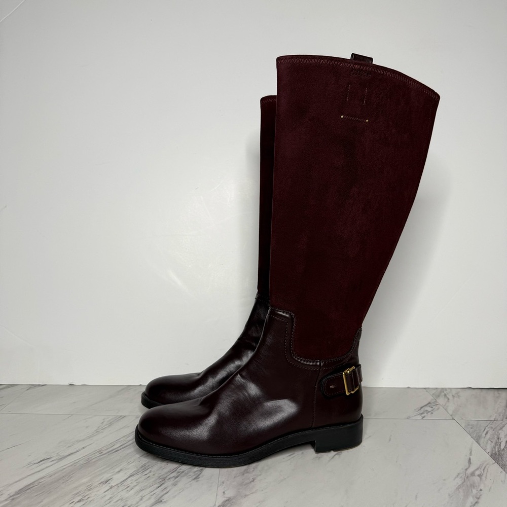 Franco Sarto Merina Burgundy Brown Wide Calf Tall Riding Boot 8M - Picture 15 of 15